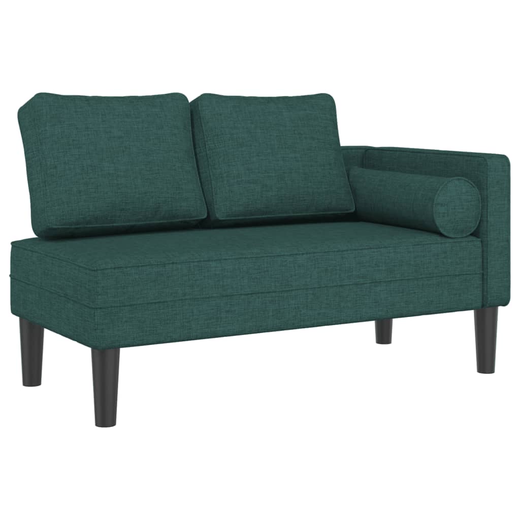 vidaXL Chaise longue avec coussins vert foncé tissu