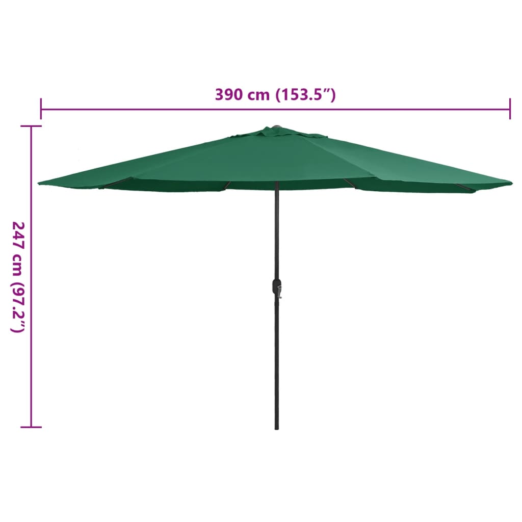 vidaXL Parasol de jardin avec mât en métal 390 cm vert