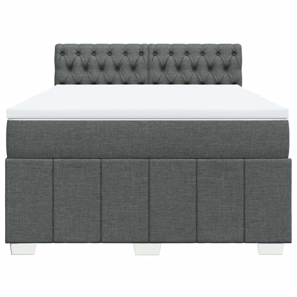 vidaXL Sommier à lattes de lit avec matelas Gris foncé 140x200cm Tissu