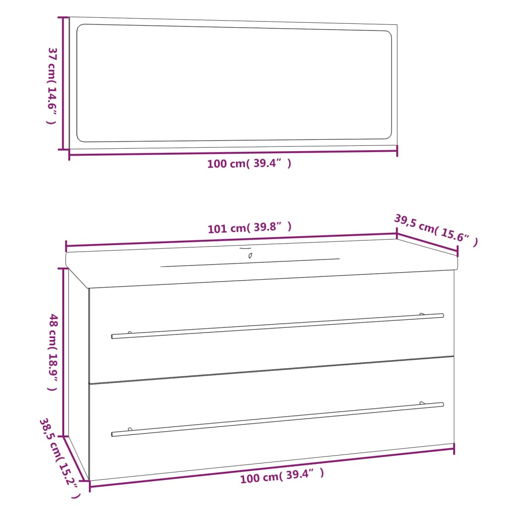 vidaXL Ensemble de meubles de salle de bain Blanc Bois d'ingénierie