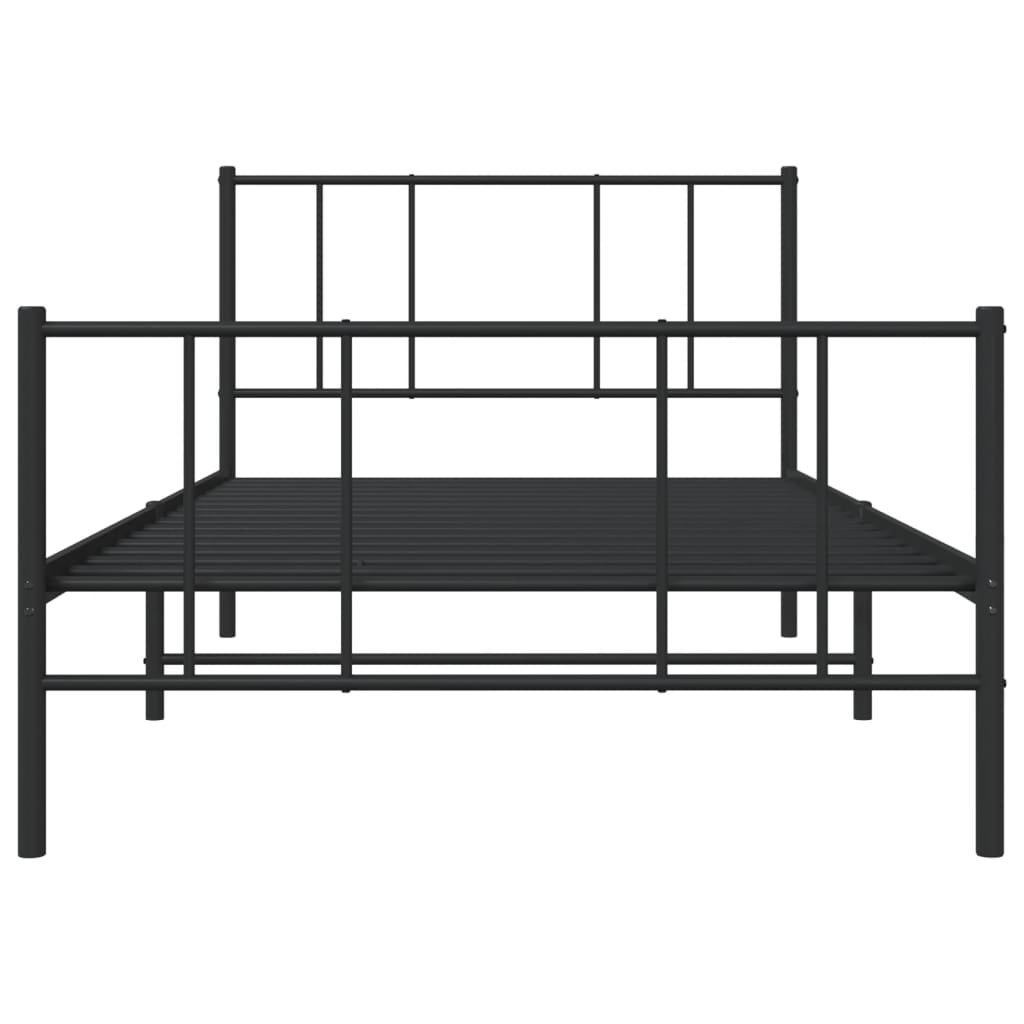 vidaXL Cadre de lit métal sans matelas et pied de lit noir 100x200 cm