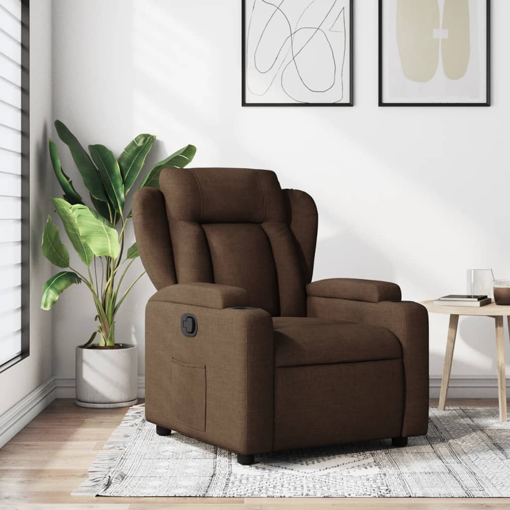 vidaXL Fauteuil inclinable Marron Tissu