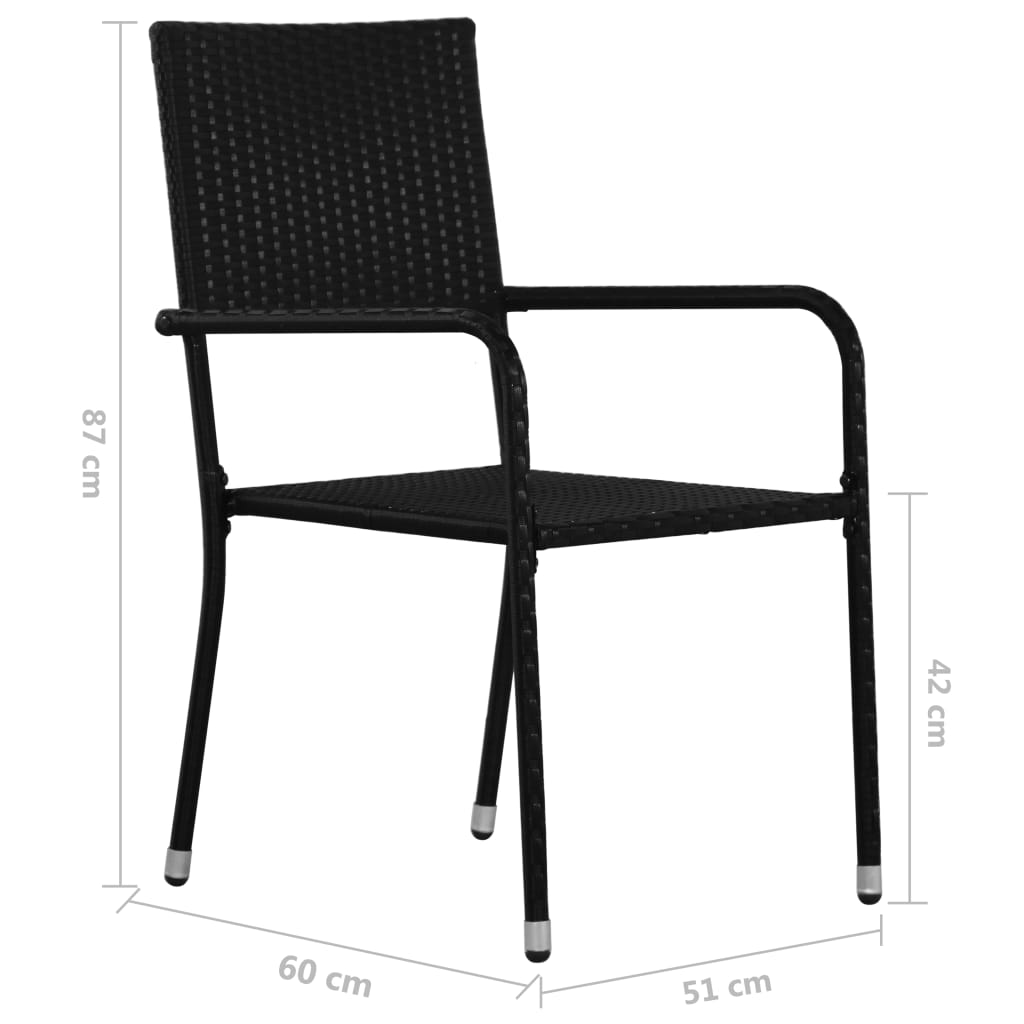 vidaXL Chaise à dîner de jardin empilable lot de 2 noir résine tressée