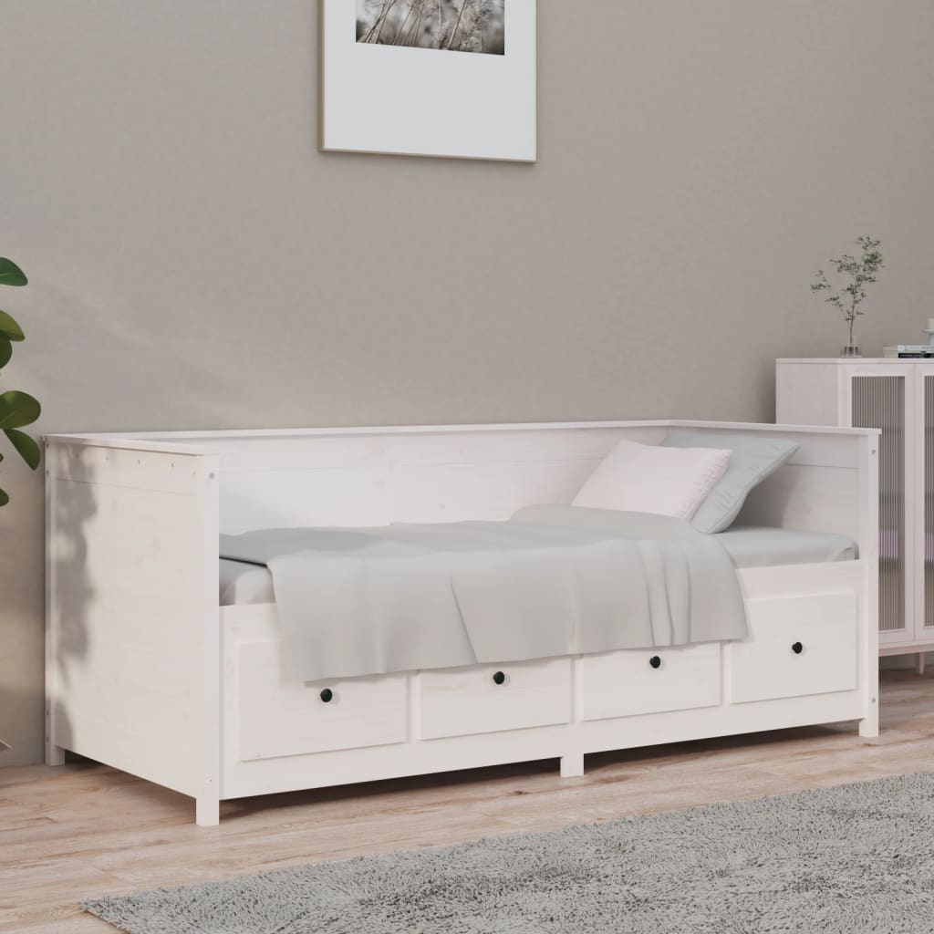 vidaXL Lit de jour sans matelas blanc 90x190 cm bois de pin massif