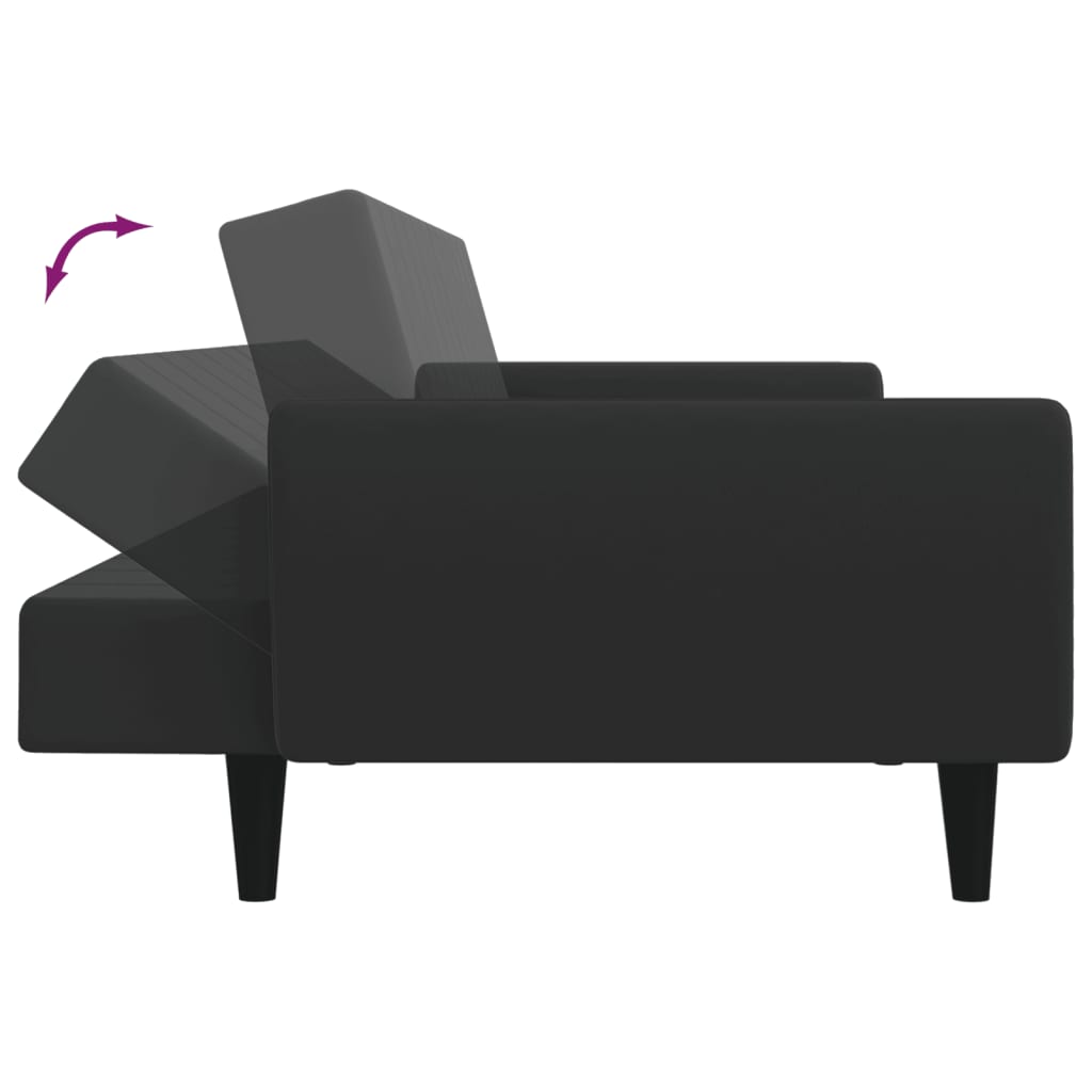 vidaXL Canapé-lit à 2 places avec repose-pied noir velours