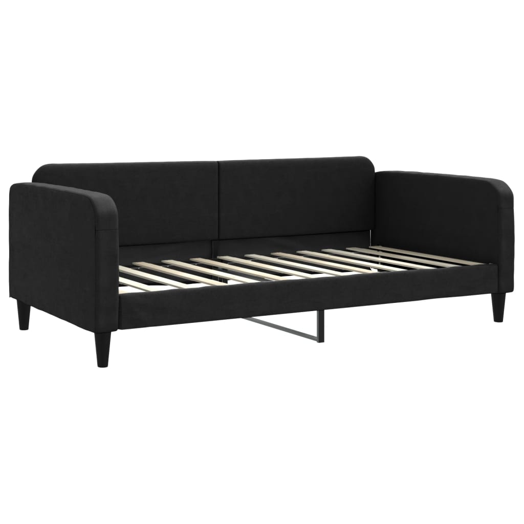 vidaXL Lit de jour avec gigogne et matelas noir 100x200 cm tissu