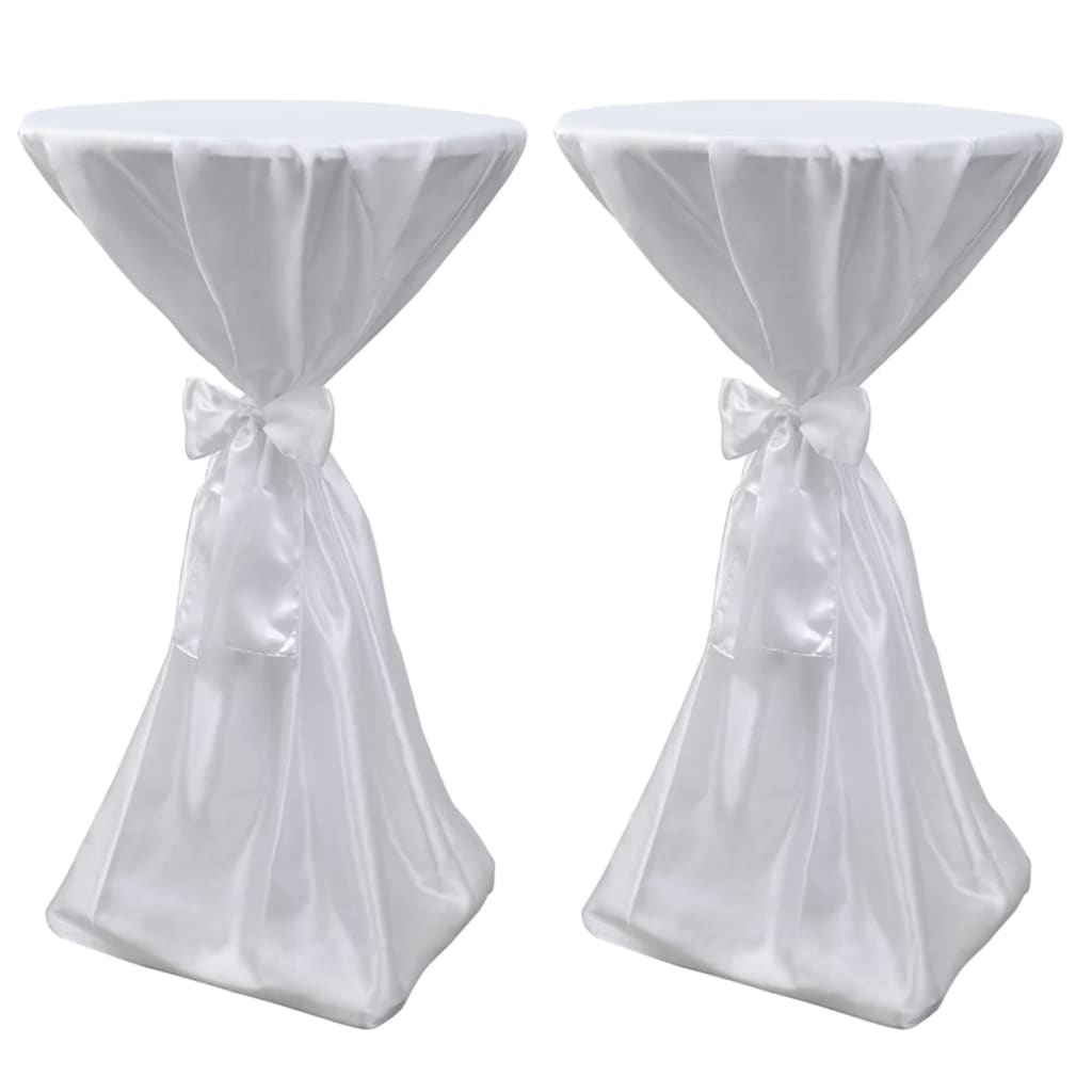 Housse de table blanche avec ruban 60 cm 2 pièces