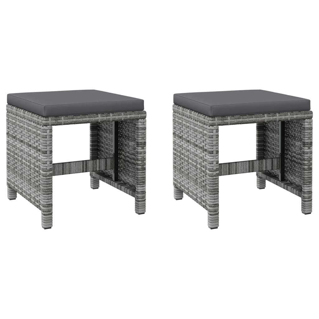 vidaXL Jeu de chaise et tabouret de jardin 4 pcs Résine tressée Gris