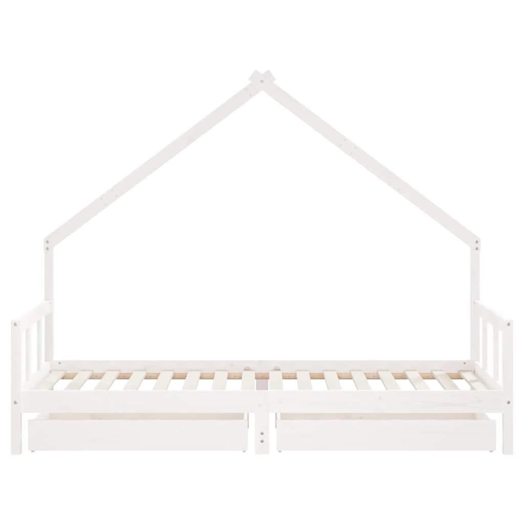 vidaXL Cadre de lit enfant tiroirs blanc 90x200 cm bois de pin massif