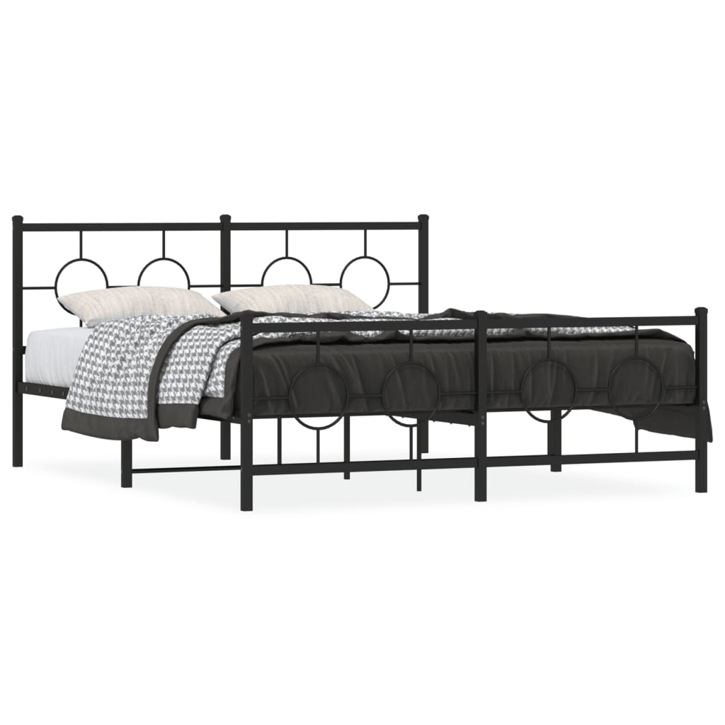 vidaXL Cadre de lit métal sans matelas avec pied de lit noir 150x200cm