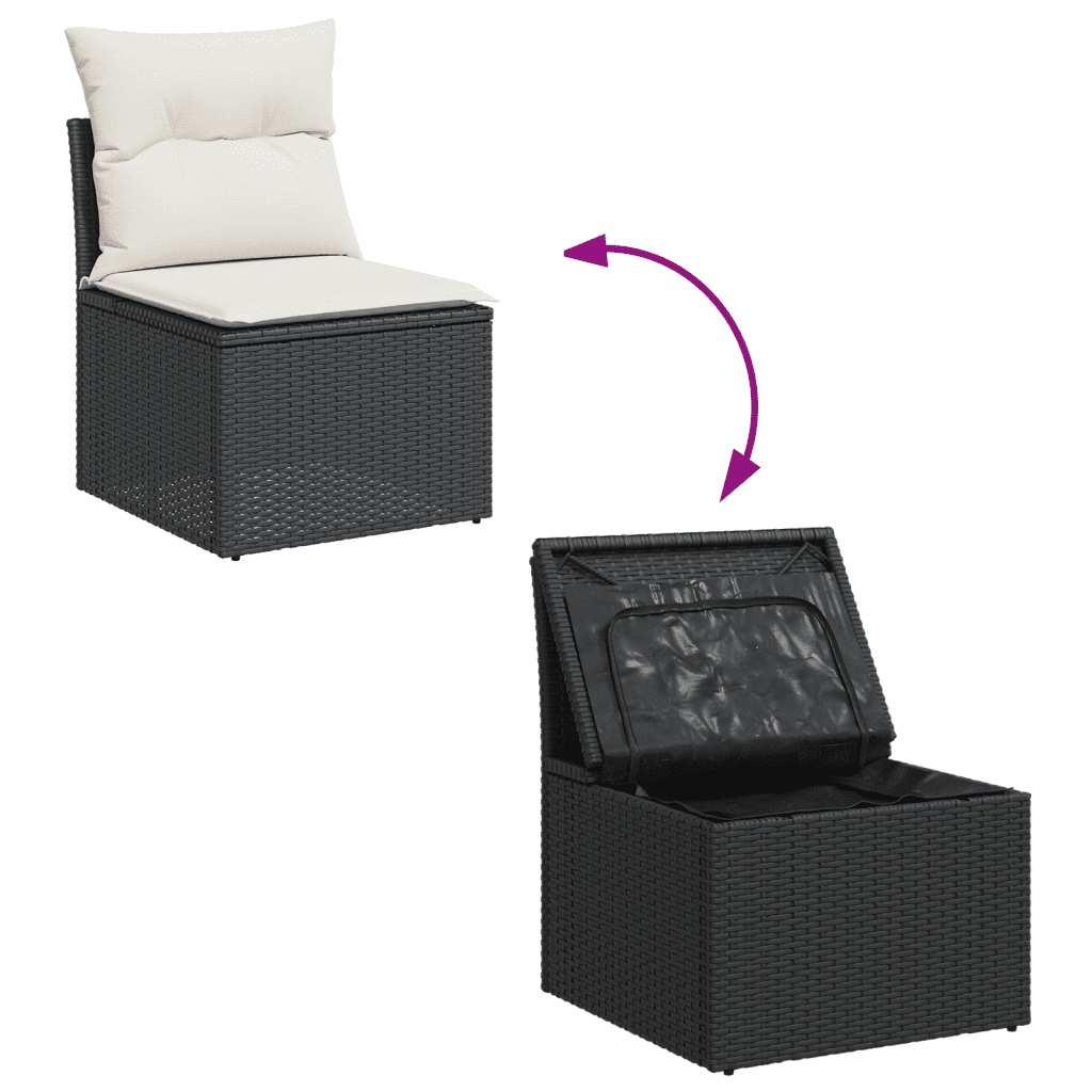 vidaXL Salon de jardin 4 pcs avec coussins noir résine tressée