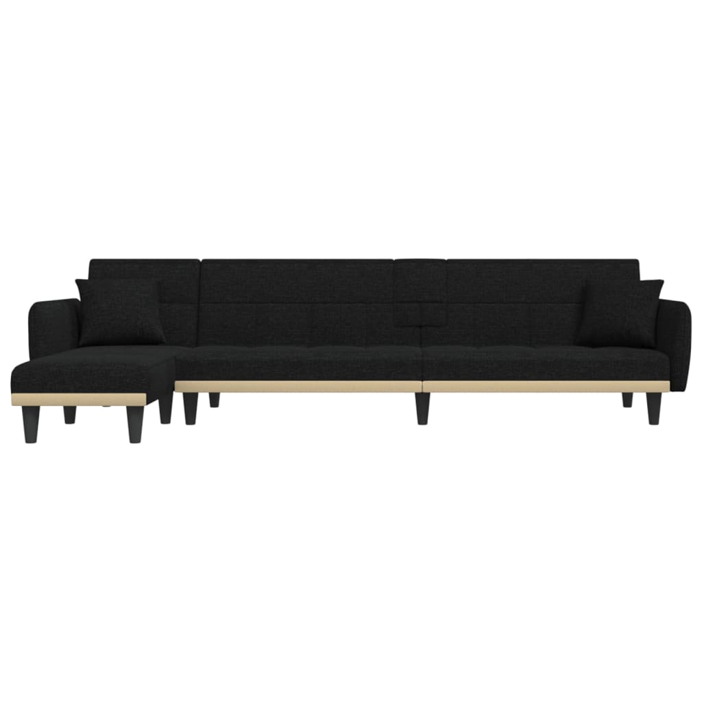 vidaXL Canapé-lit en forme de L noir 275x140x70 cm tissu