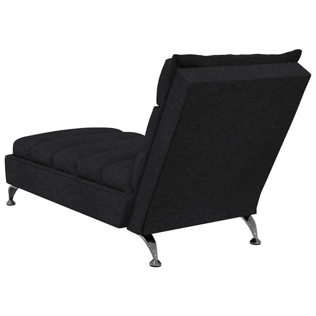 vidaXL Chaise longue de massage avec coussins noir tissu