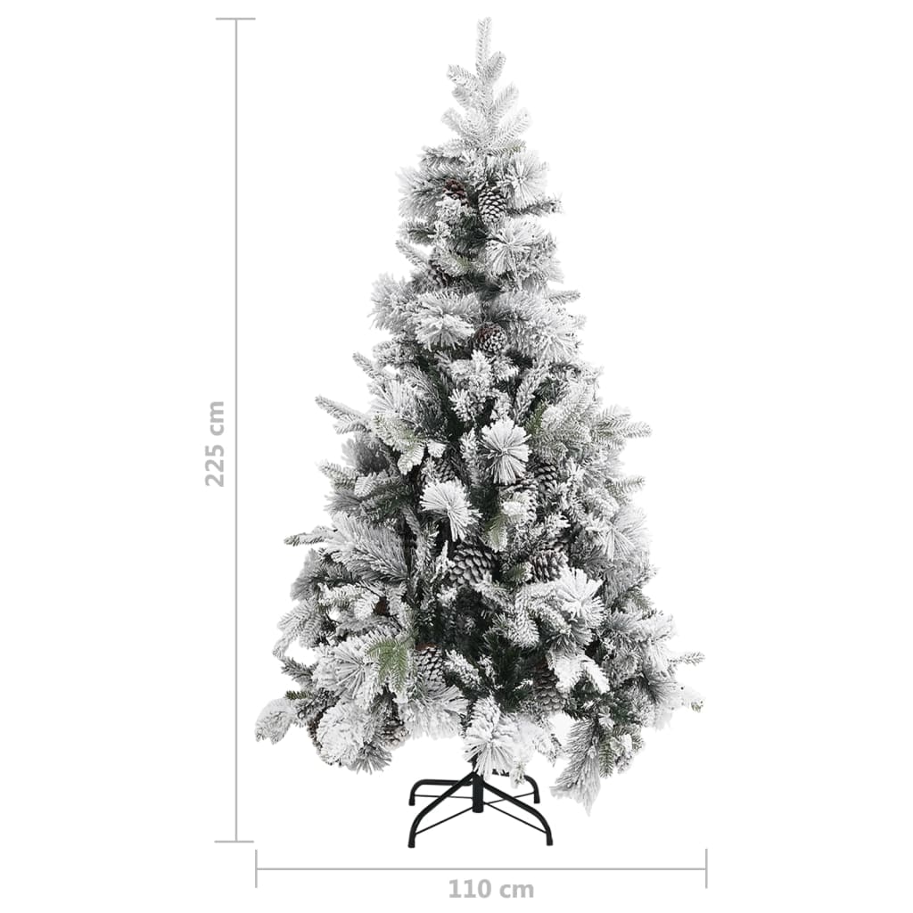 vidaXL Sapin de Noël à flocons de neige et pommes de pin 225 cm PVC/PE