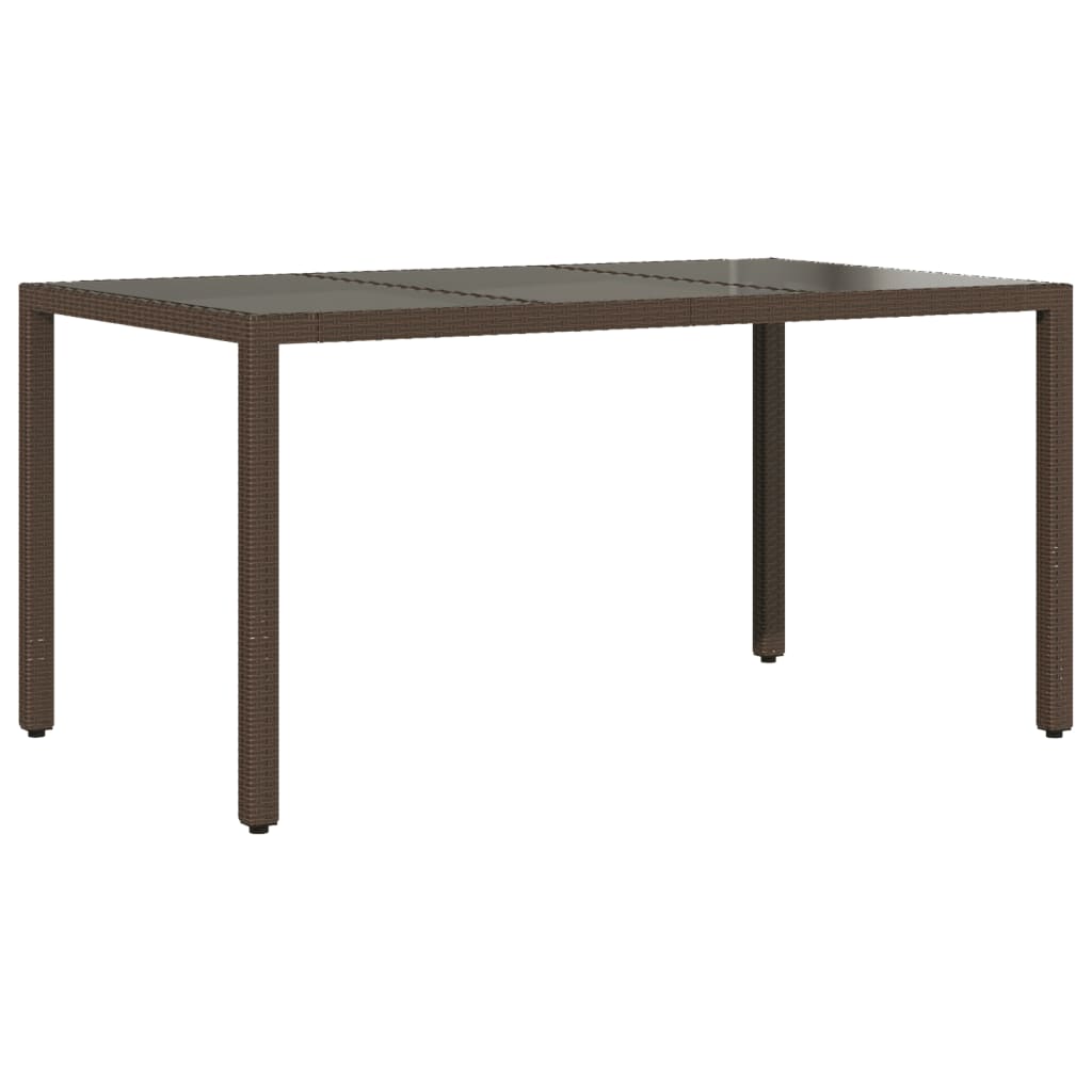 vidaXL Table de jardin avec dessus en verre marron résine tressée