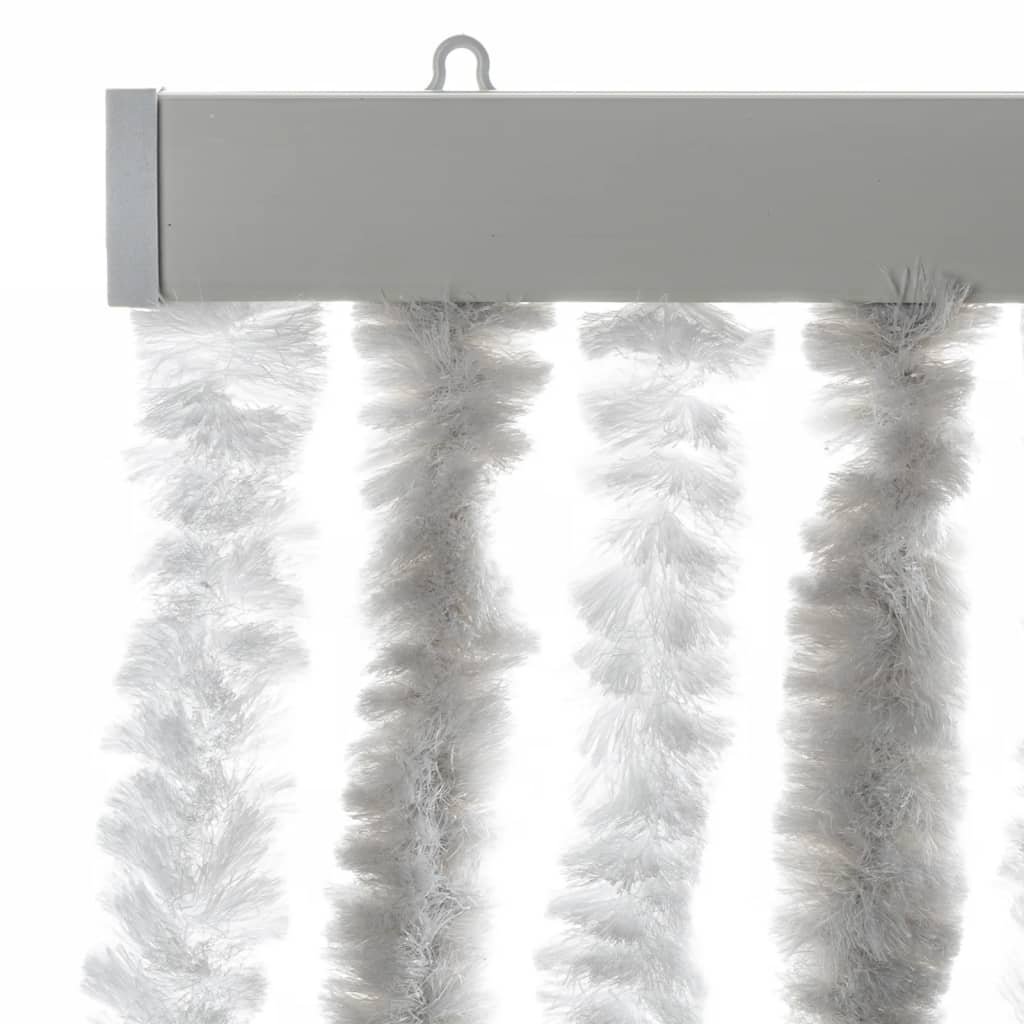 vidaXL Rideau anti-mouches gris clair et blanc 90x220 cm chenille