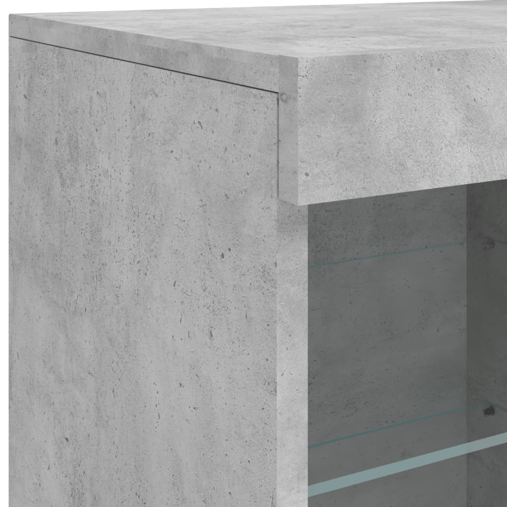 vidaXL Buffet avec lumières LED gris béton 81x37x67 cm