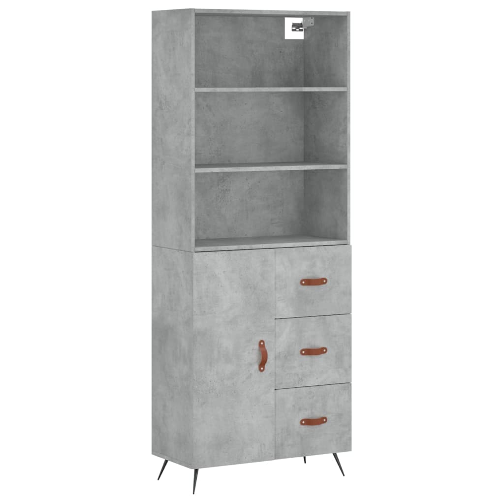 vidaXL Buffet haut Gris béton 69,5x34x180 cm Bois d'ingénierie