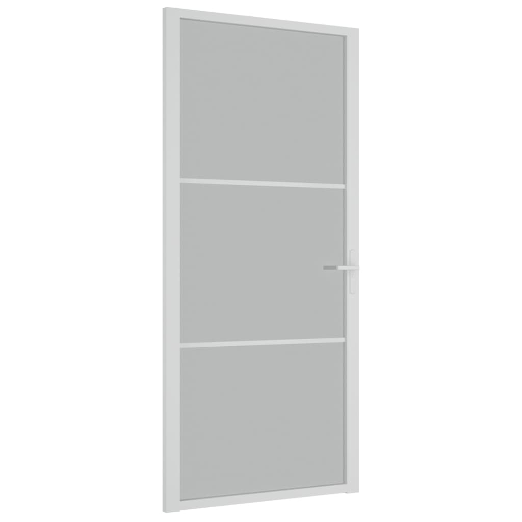 vidaXL Porte intérieure 93x201,5 cm Blanc Verre mat et aluminium