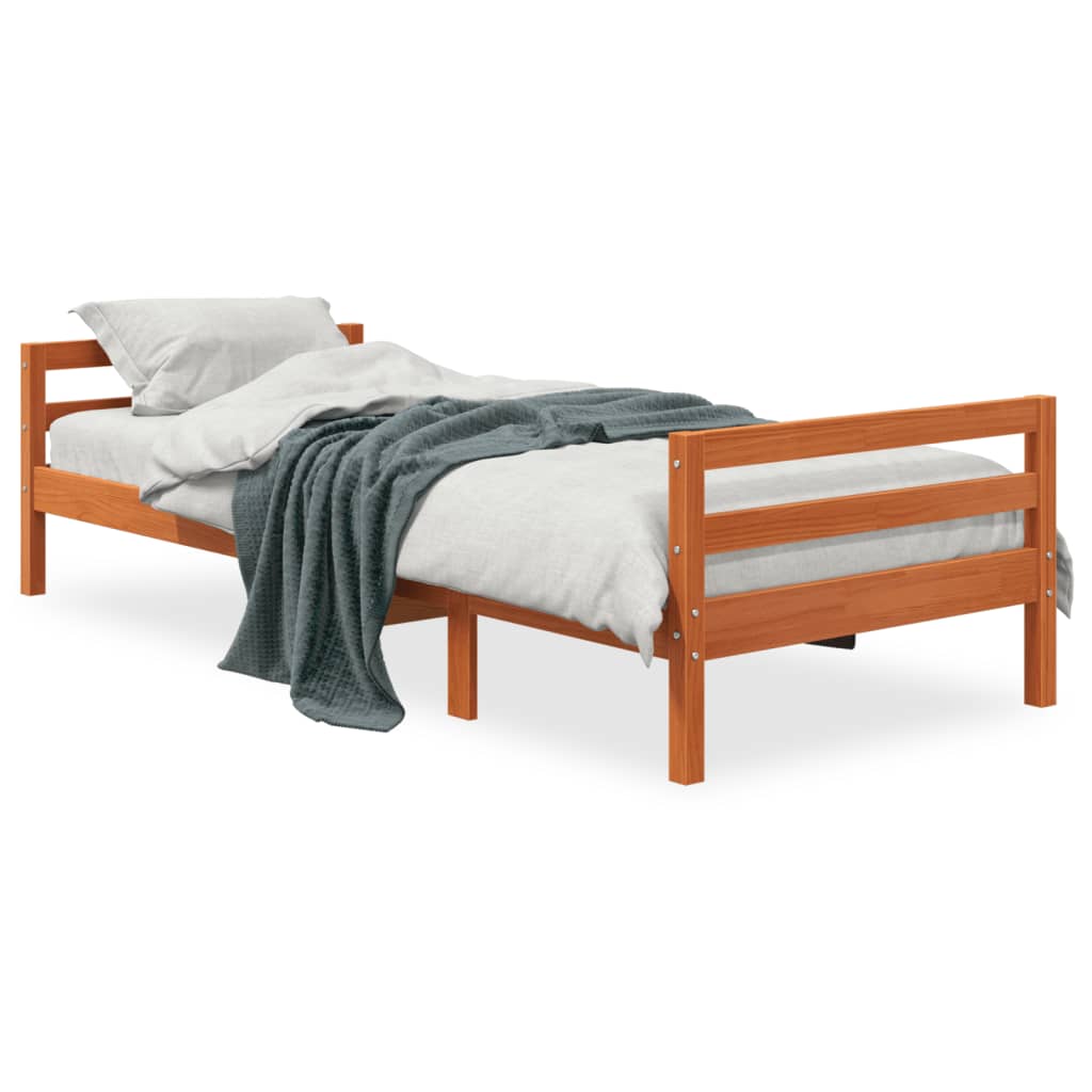 vidaXL Cadre de lit sans matelas cire marron 90x200 cm bois pin massif