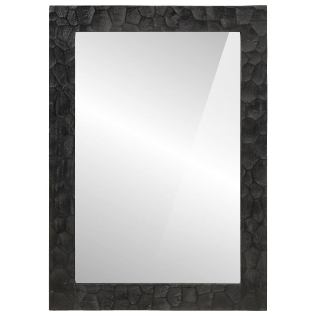 vidaXL Miroir de bain noir 50x70x2,5 cm bois manguier massif et verre