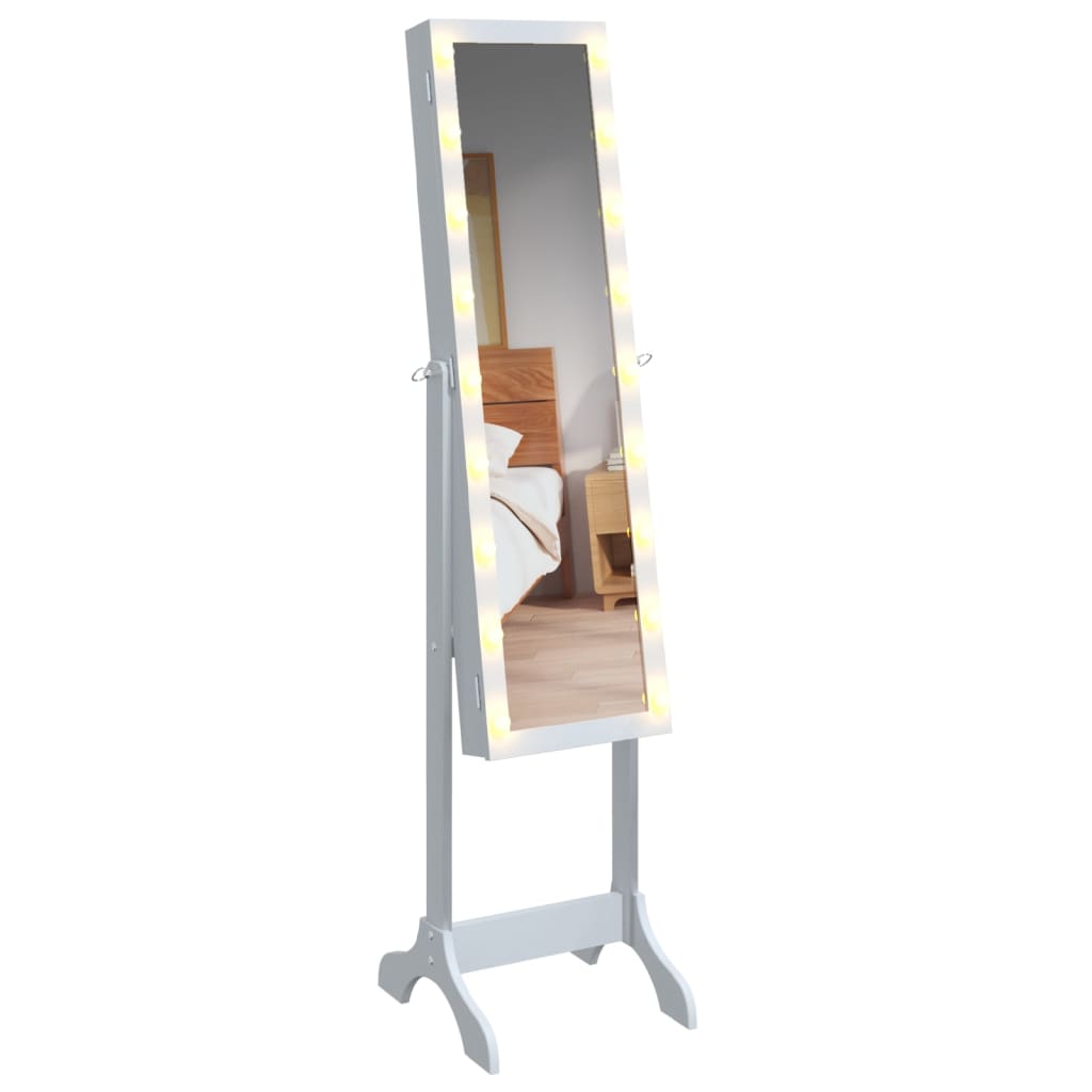 vidaXL Miroir sur pied blanc avec LED blanc 34x37x146 cm