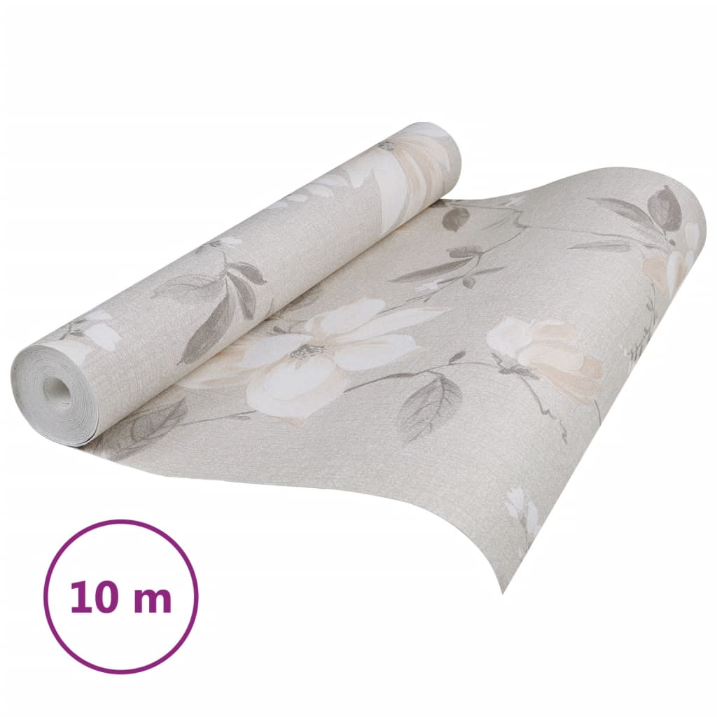 vidaXL Papier peint 3D motif de fleur gris 10x0,53 m non tissé