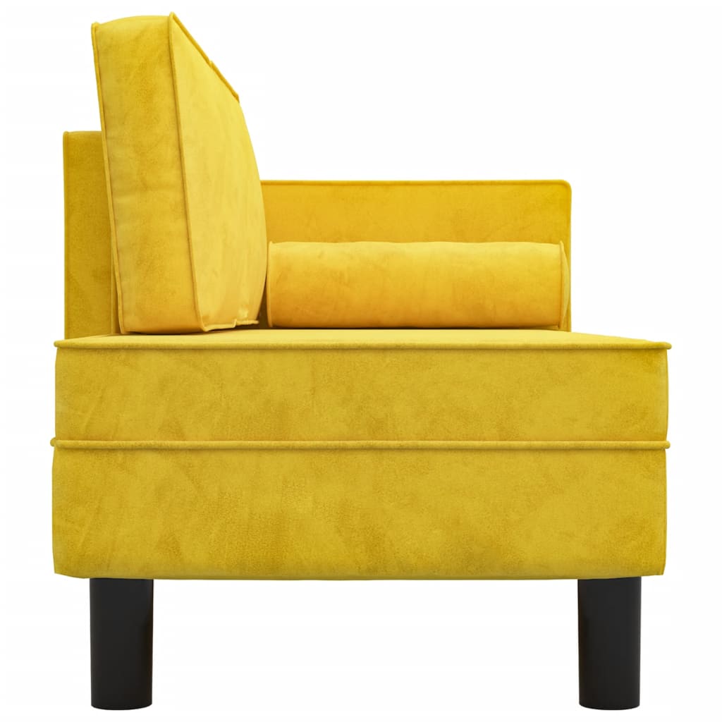 vidaXL Chaise longue avec coussins et traversin jaune velours