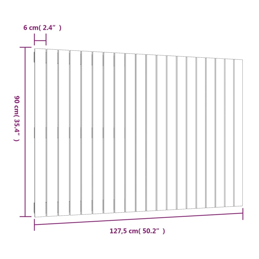 vidaXL Tête de lit murale Marron miel 127,5x3x90 cm Bois massif de pin