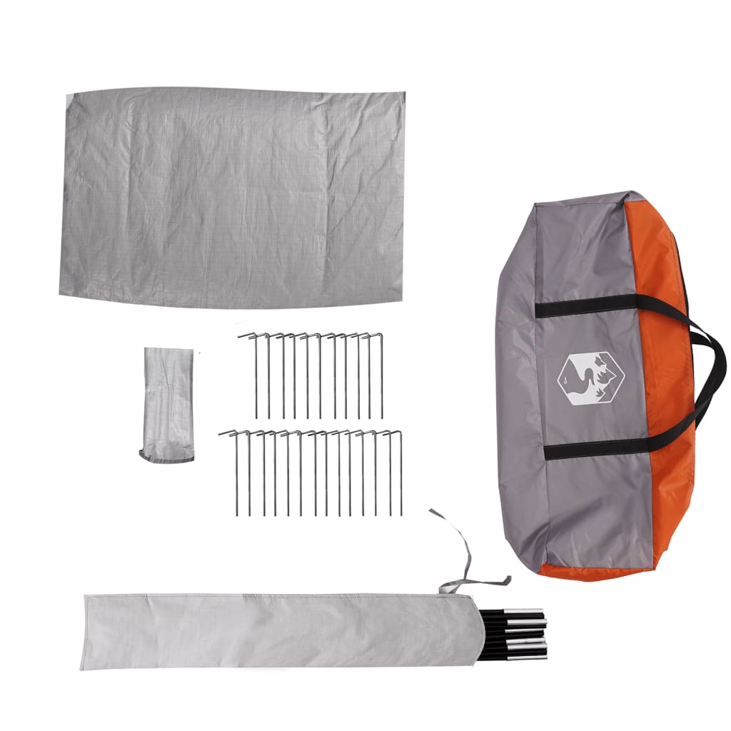 vidaXL Tente de camping tunnel 4 personnes gris et orange imperméable