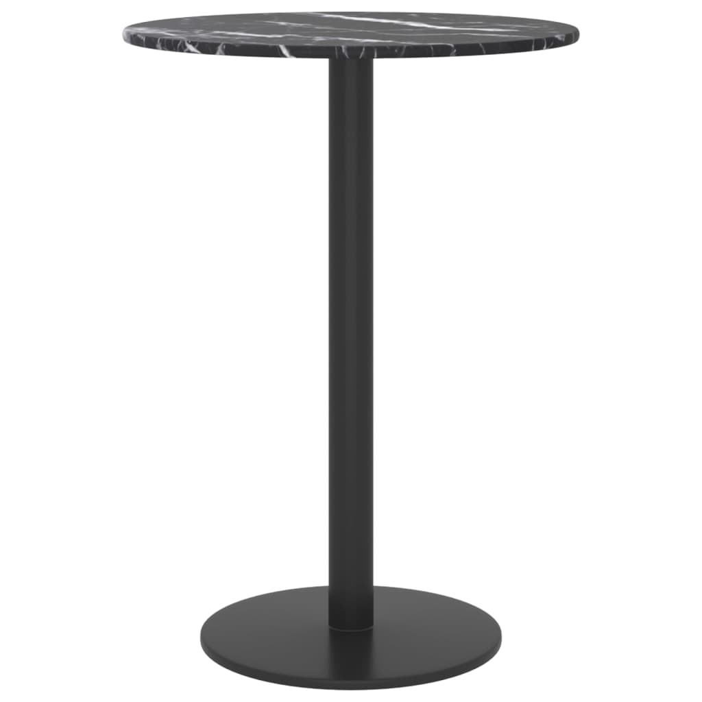 vidaXL Dessus de table noir Ø30x0,8cm verre trempé avec design marbre