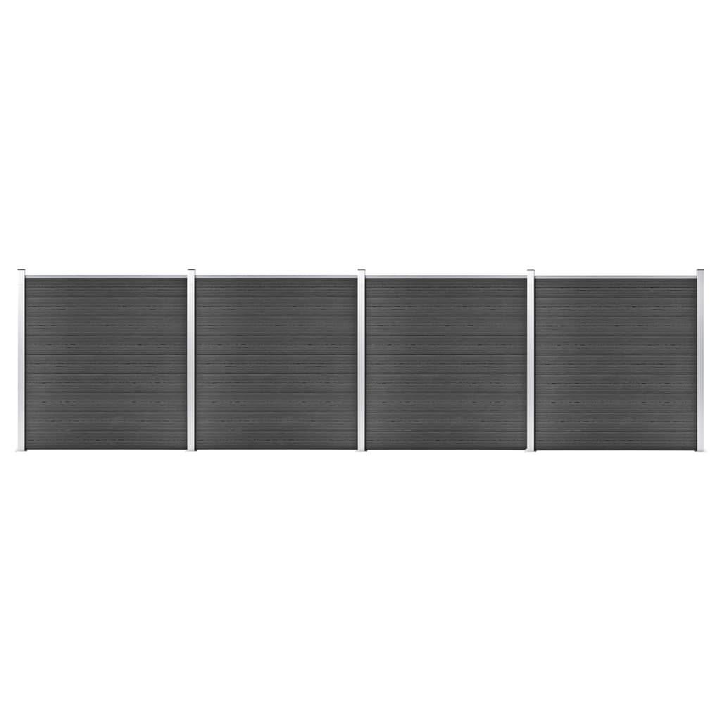vidaXL Ensemble de panneau de clôture WPC 699x186 cm Noir