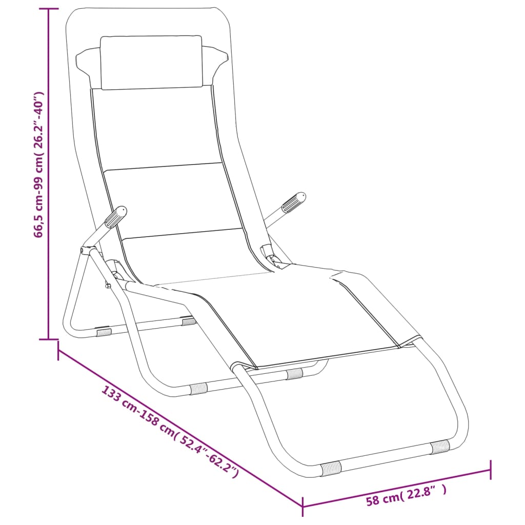 vidaXL Chaises longues pliables lot de 2 gris textilène et acier