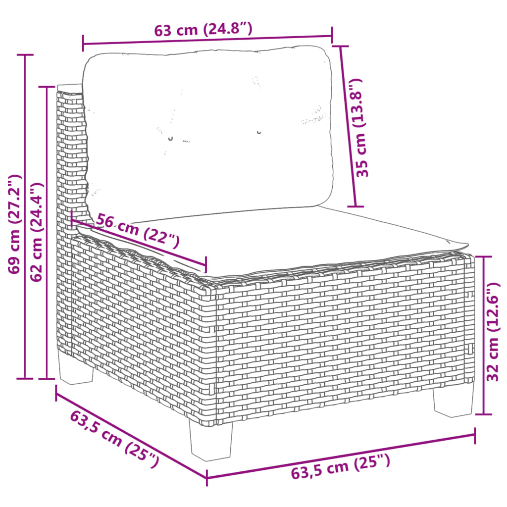 vidaXL Salon de jardin 4 pcs avec coussins gris résine tressée