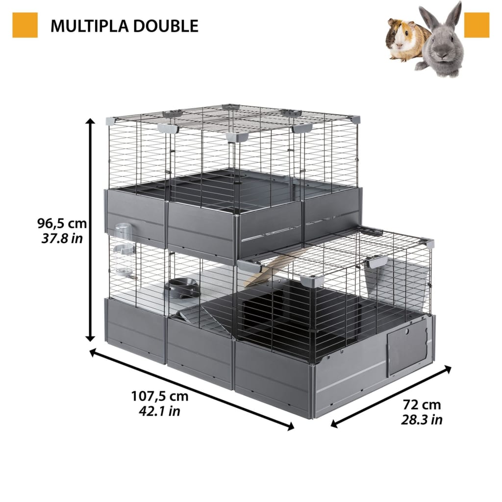 Ferplast Cage à lapins Multipla Double 107,5x72x96,5 cm Noir