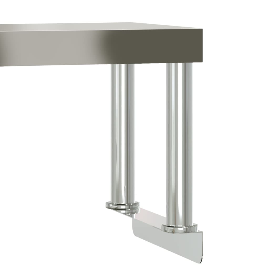 vidaXL Table de travail de cuisine avec étagère 110x55x120 cm inox