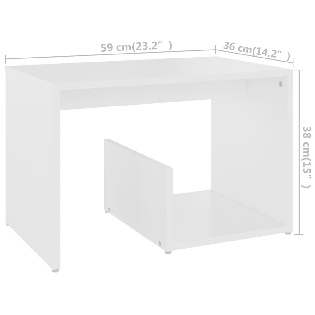 vidaXL Table d'appoint blanc 59x36x38 cm bois d'ingénierie