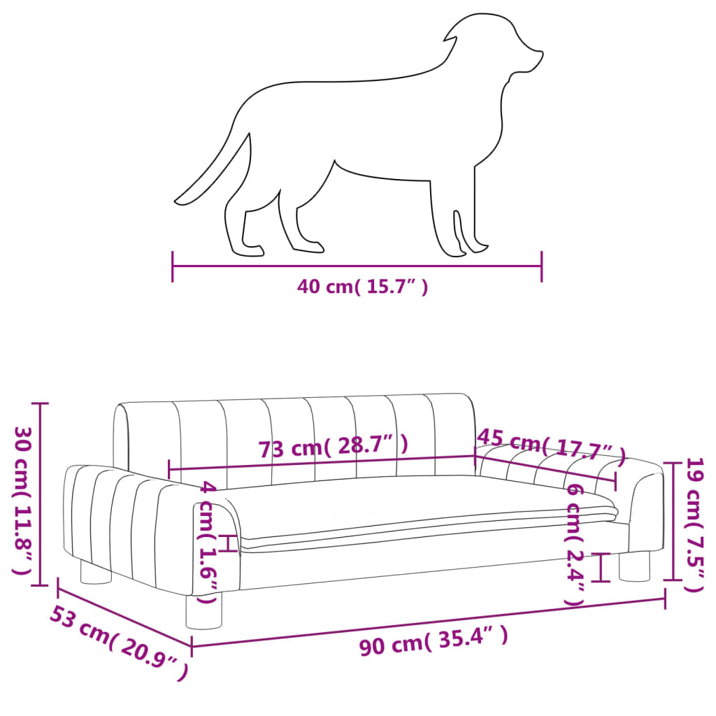 vidaXL Lit pour chien gris 90x53x30 cm similicuir