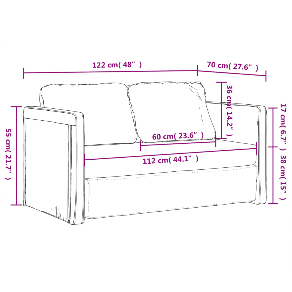 vidaXL Canapé-lit 2 en 1 gris clair 122x204x55 cm velours