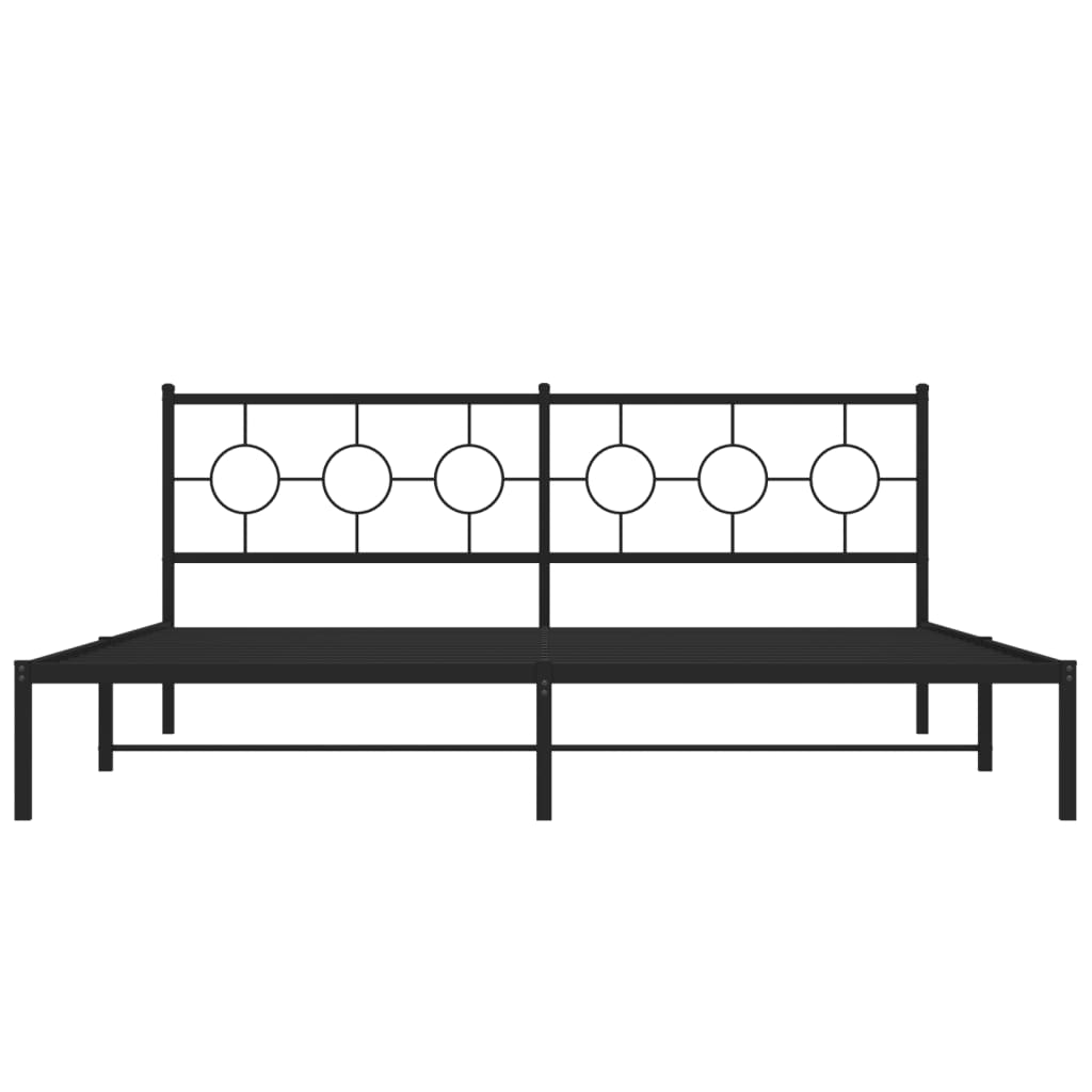 vidaXL Cadre de lit métal sans matelas avec tête de lit noir 193x203cm