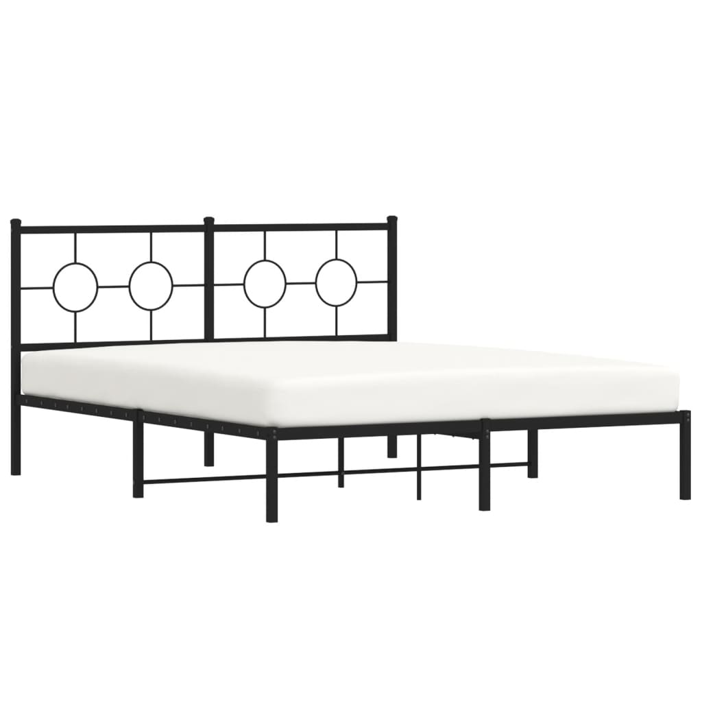 vidaXL Cadre de lit métal sans matelas avec tête de lit noir 150x200cm