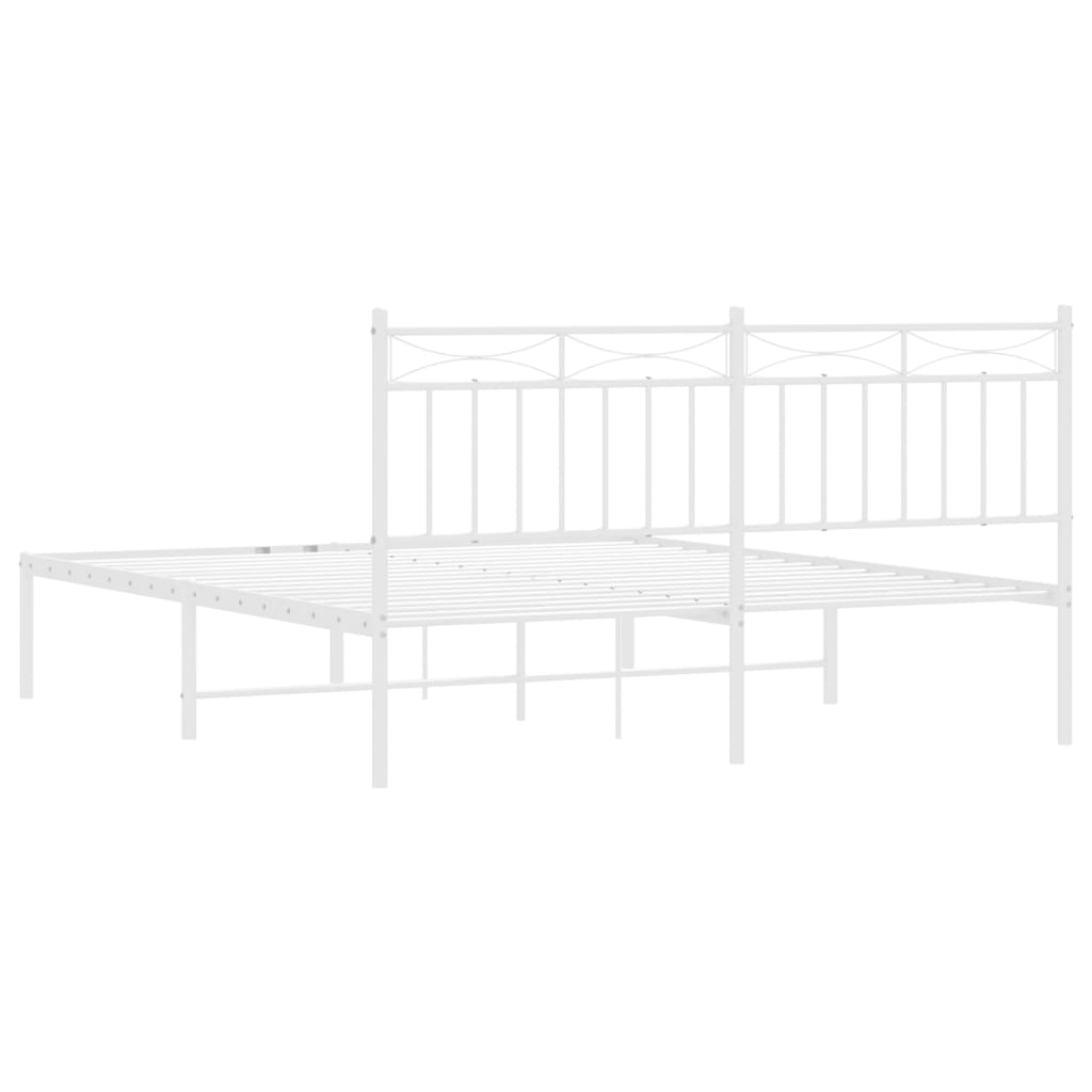 vidaXL Cadre de lit métal sans matelas et tête de lit blanc 150x200 cm