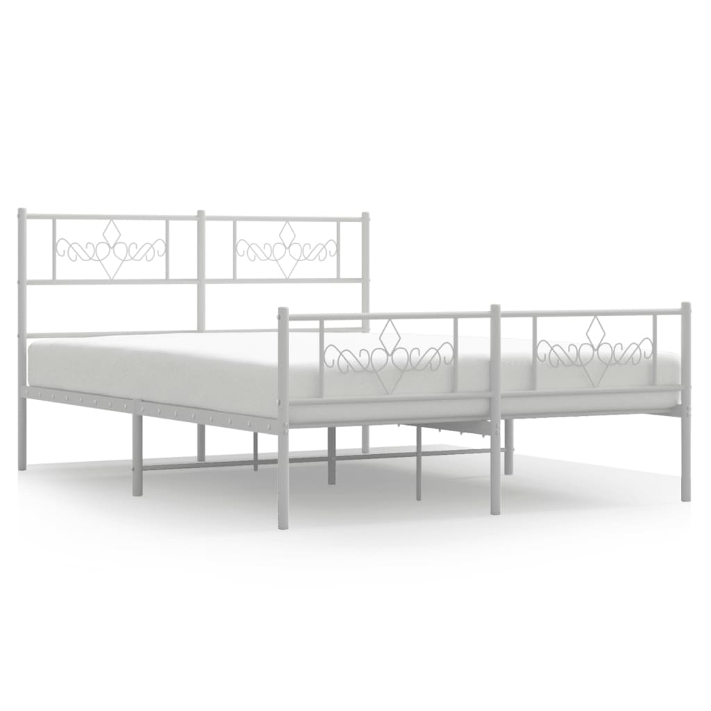 vidaXL Cadre de lit métal sans matelas et pied de lit blanc 140x190 cm