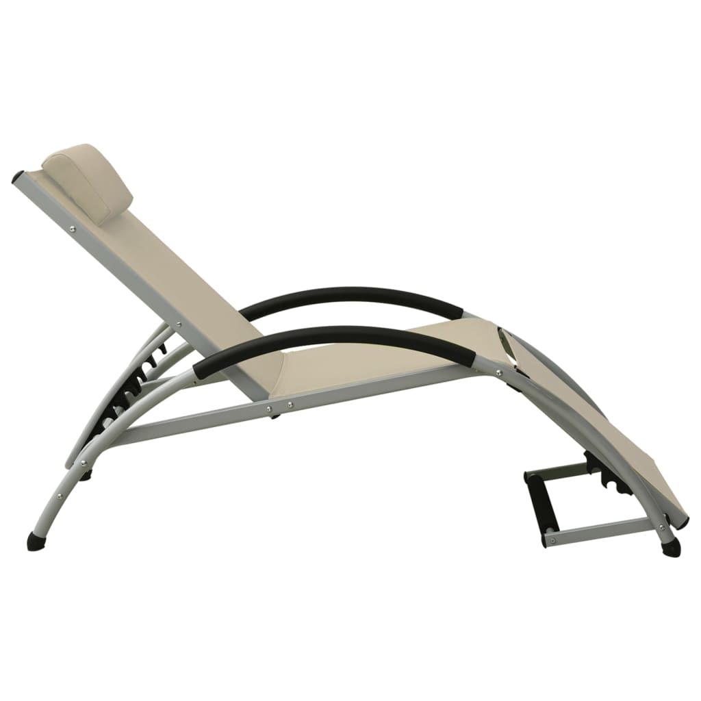 vidaXL Chaise longue avec oreiller Textilène Crème