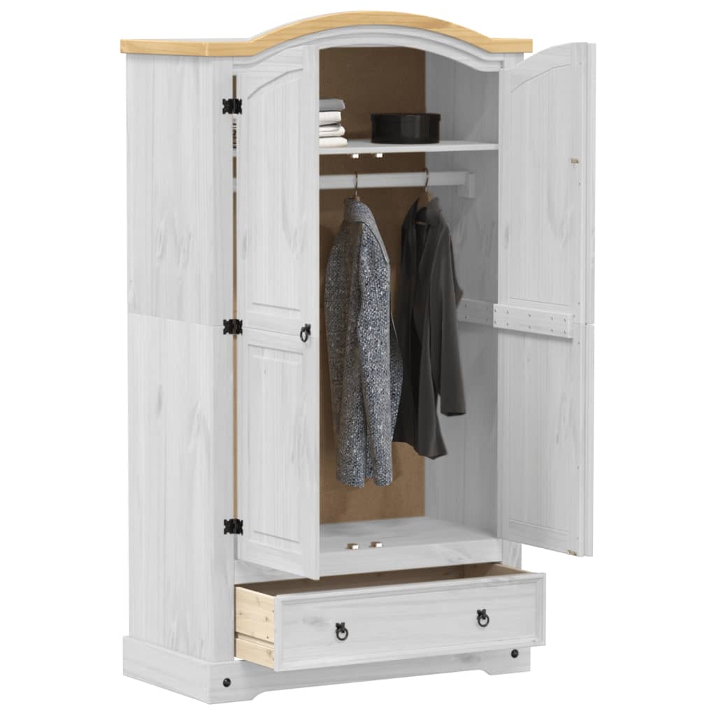 vidaXL Garde-robe Corona blanc 102x52x186 cm bois de pin massif