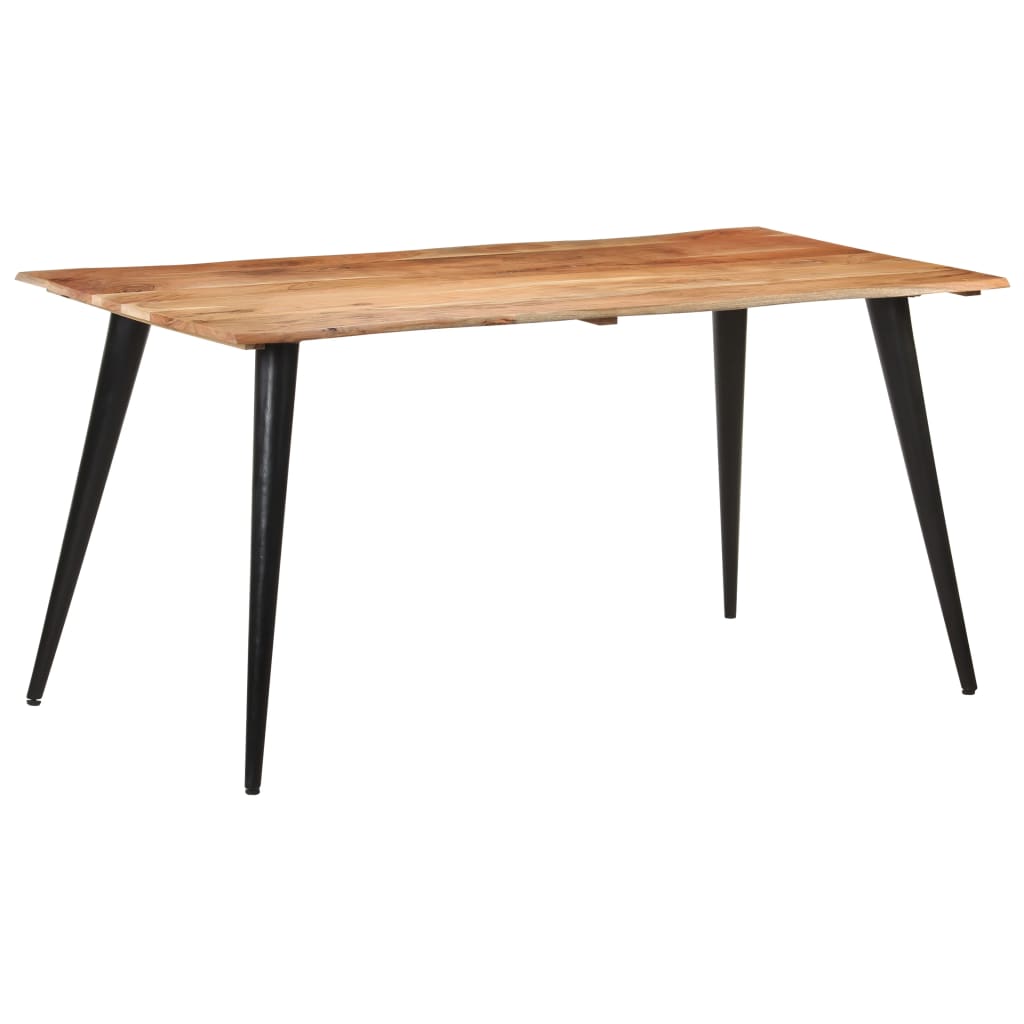 vidaXL Table à dîner au bord naturel 160x80x75 cm Bois d'acacia massif