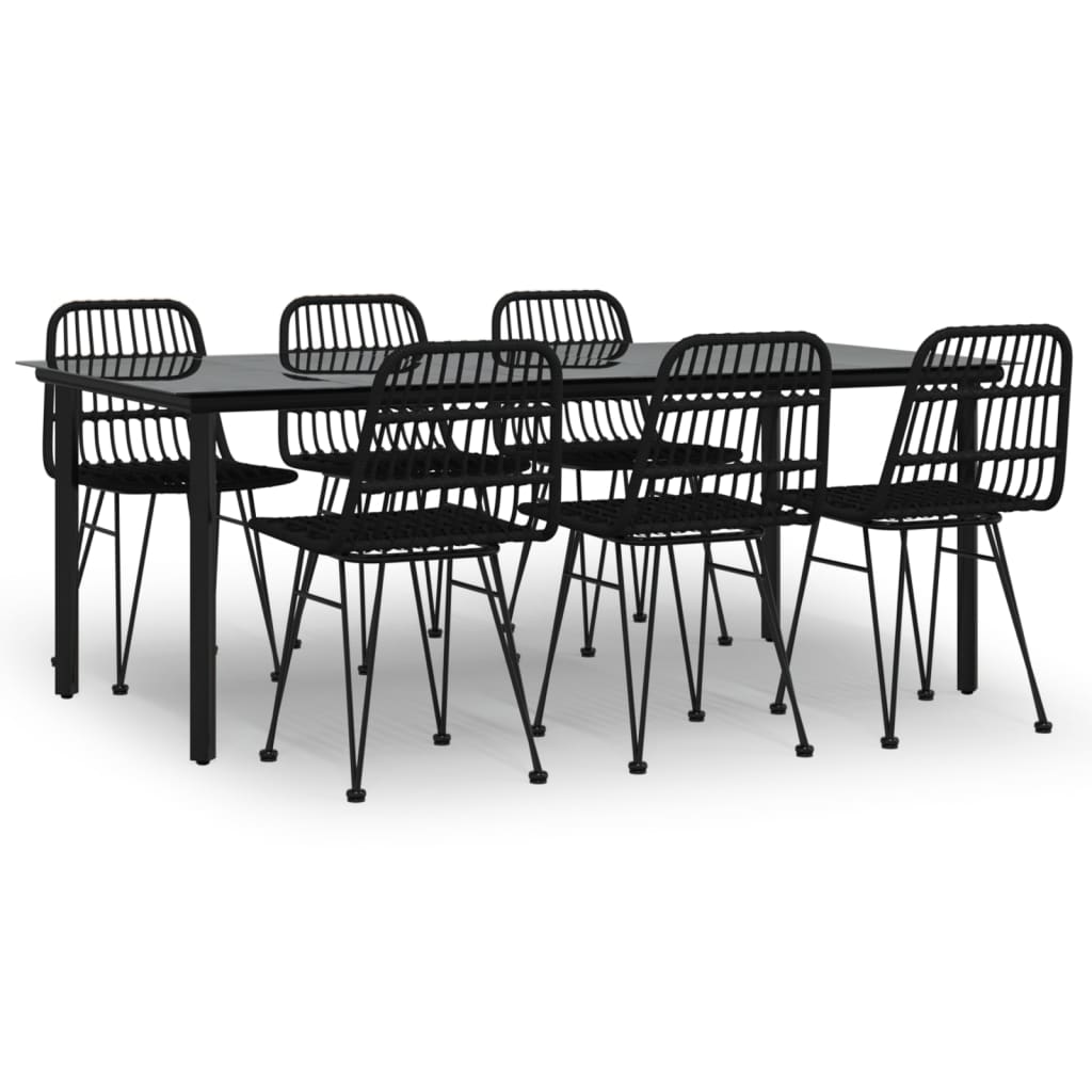 vidaXL Ensemble à manger de jardin 7 pcs Noir Résine tressée