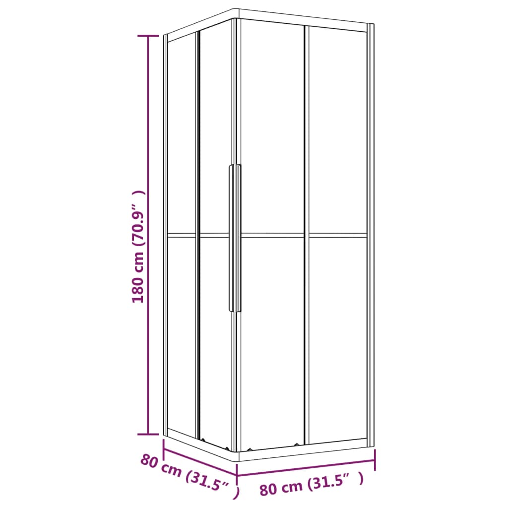 vidaXL Cabine de douche ESG semi-dépoli 80x80x180 cm Noir