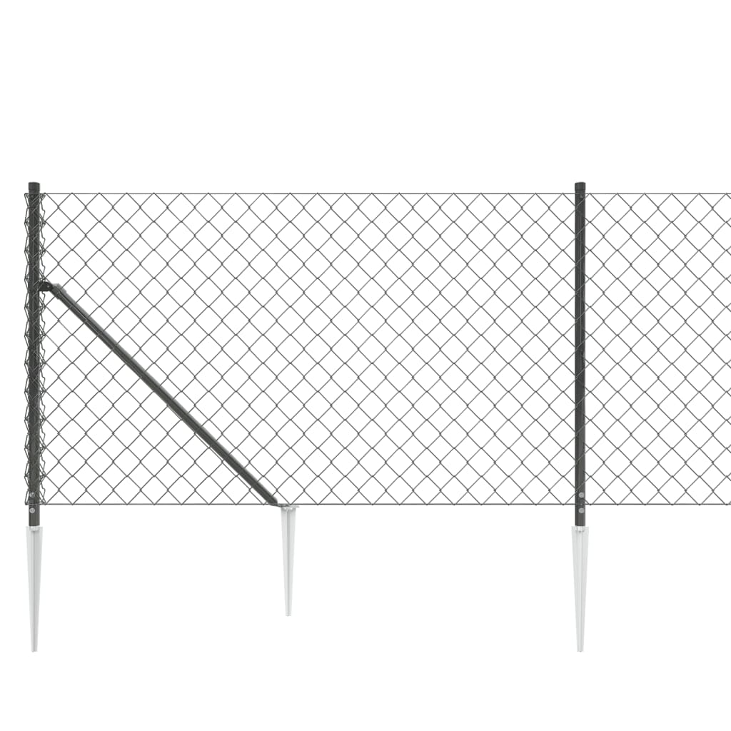 vidaXL Clôture à mailles losangées avec ancrage anthracite 1x25 m