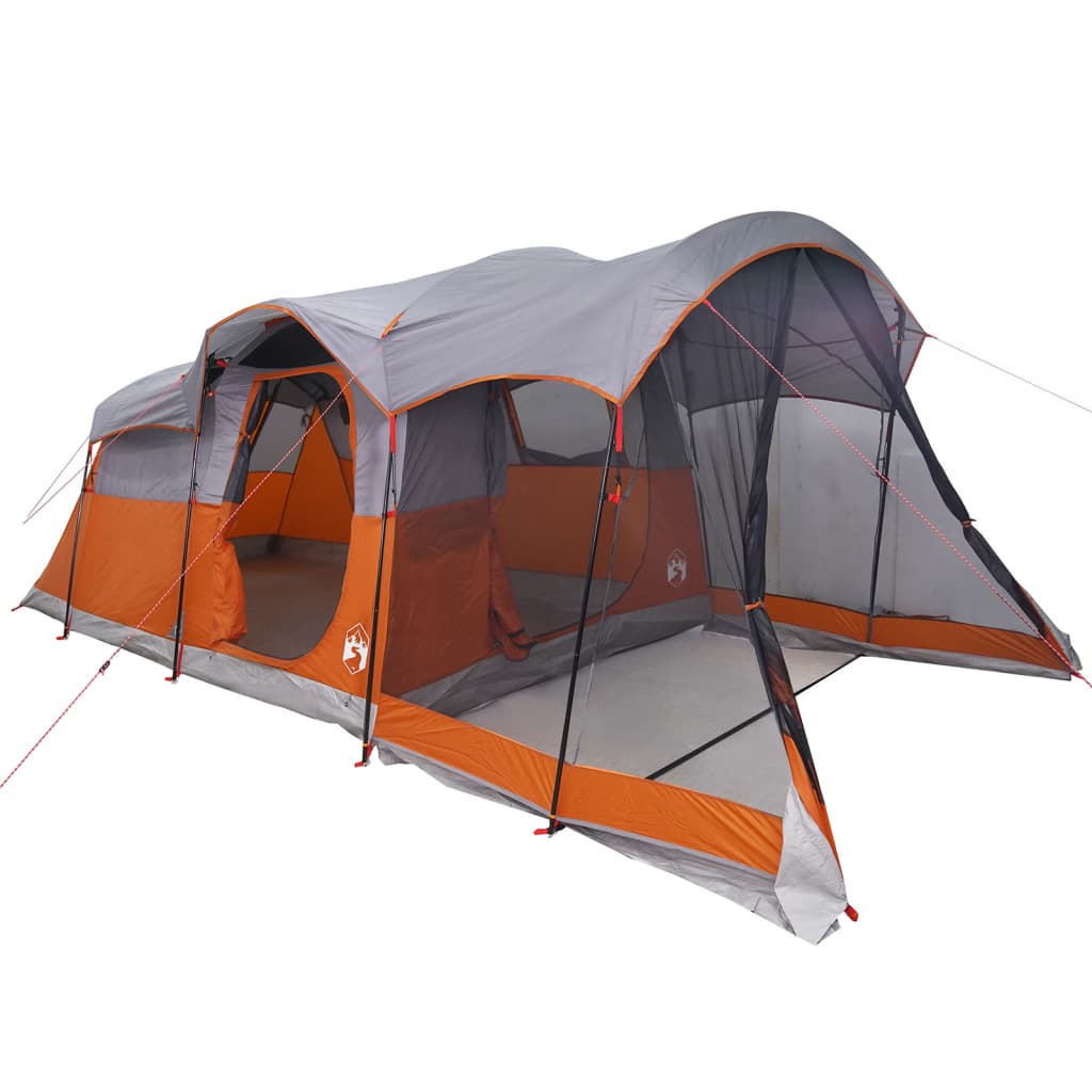 vidaXL Tente familiale tunnel 8 personnes gris et orange imperméable